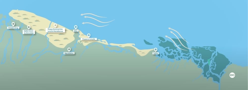 Imagen ilustrativa que muestra cómo se forman las dunas en los Lençóis Maranhenses.