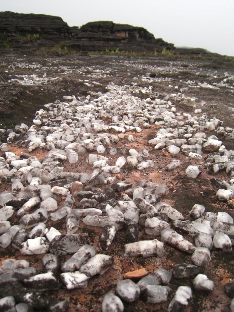 A field of quartz crystals scattered across the summit of Mount Roraima