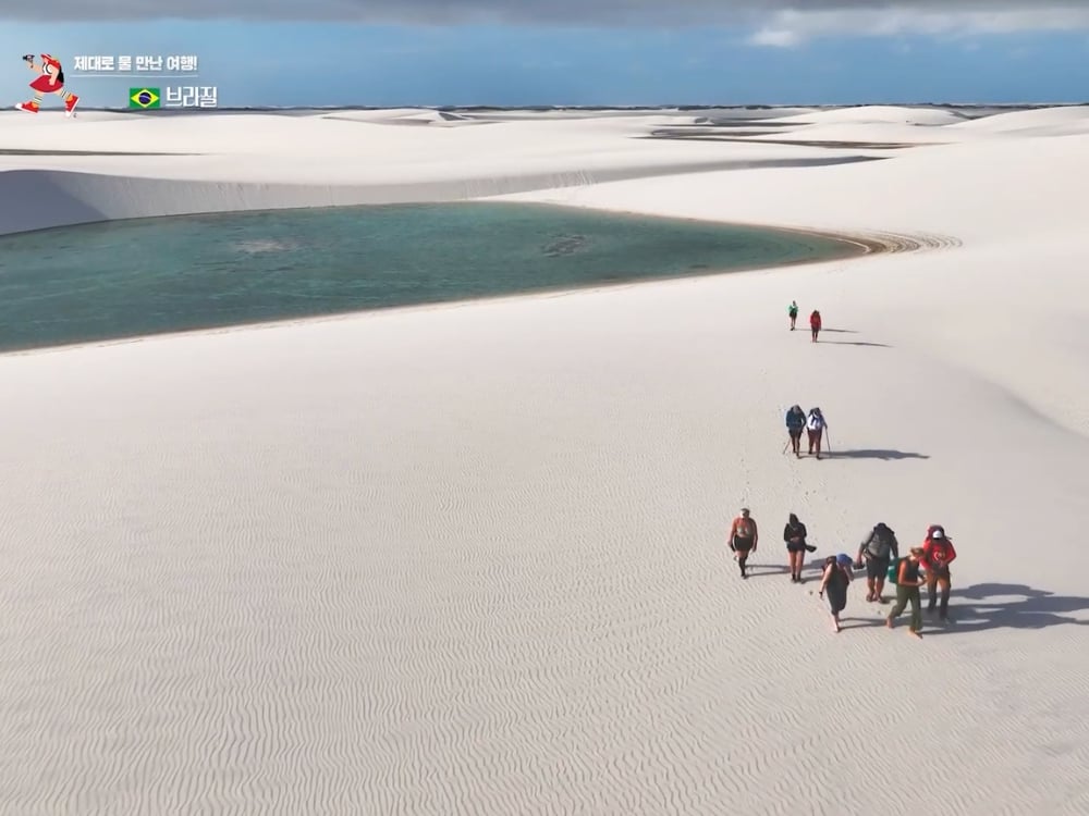 Photo: KBS Hand holding a white water lily and small wild flowers picked beside a lagoon in Lençóis Maranhenses